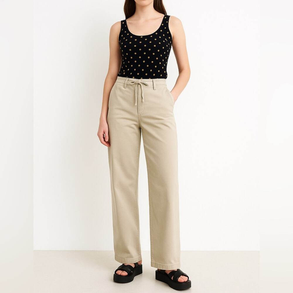 90s CALVIN KLEIN Jeans Wide-Leg Draw String Khaki Pants | S | Preppy Minimalist